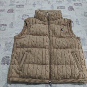 Polo Ralph Lauren Camel Cable-Knit Padded Vest